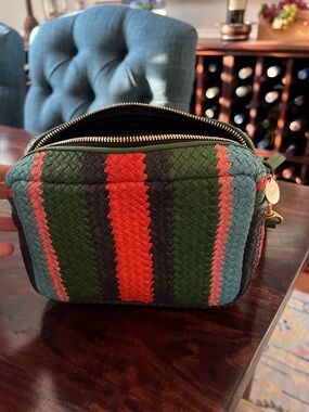 Clare V Woven Stripe Crossbody - Green, Red, Teal, Pink, Black